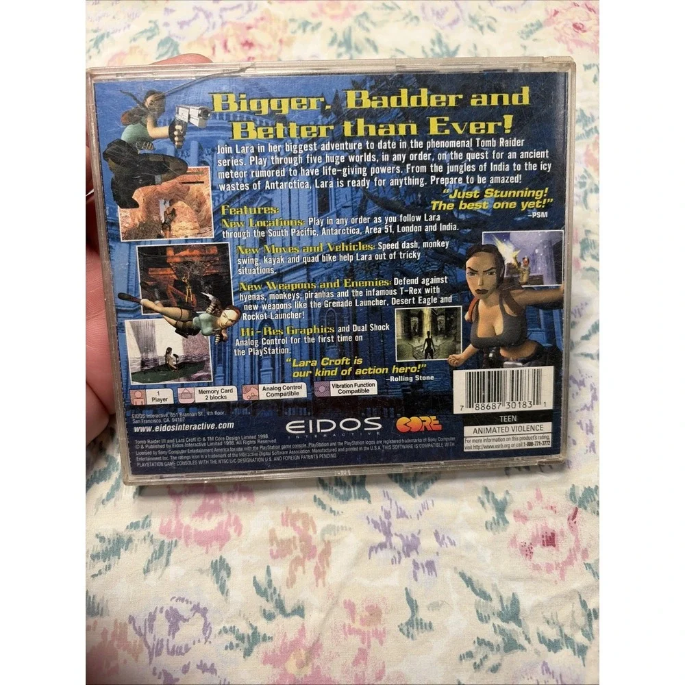 Playstation Video Game Tomb Raider III Adventures of Lara Croft Complete
